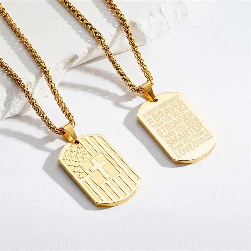 Wholesale Stainless Steel Flag Cross Titanium Steel Necklaces