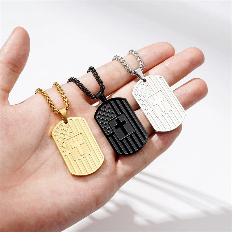 Wholesale Stainless Steel Flag Cross Titanium Steel Necklaces