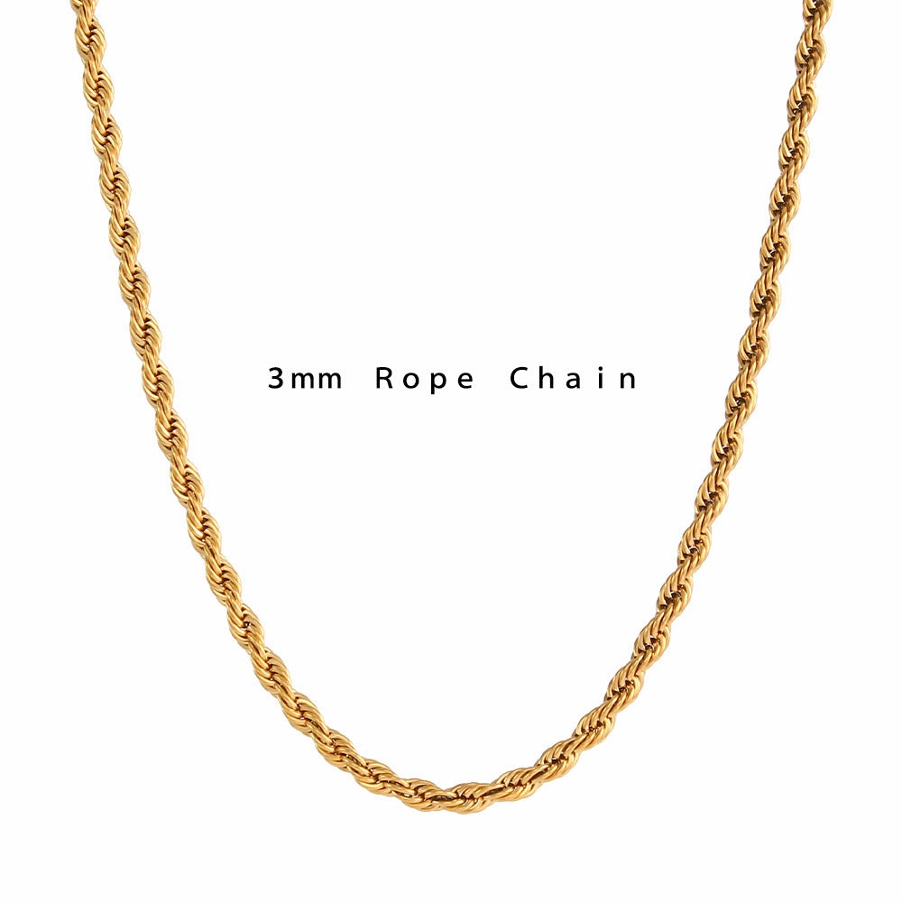 Wholesale Stainless Steel Fried Dough Twists Chain Necklace