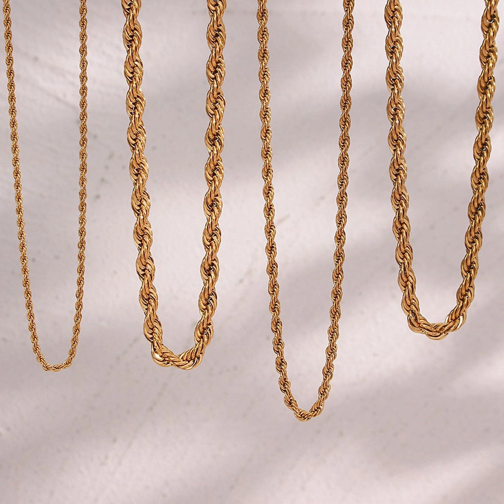 Wholesale Stainless Steel Fried Dough Twists Chain Necklace