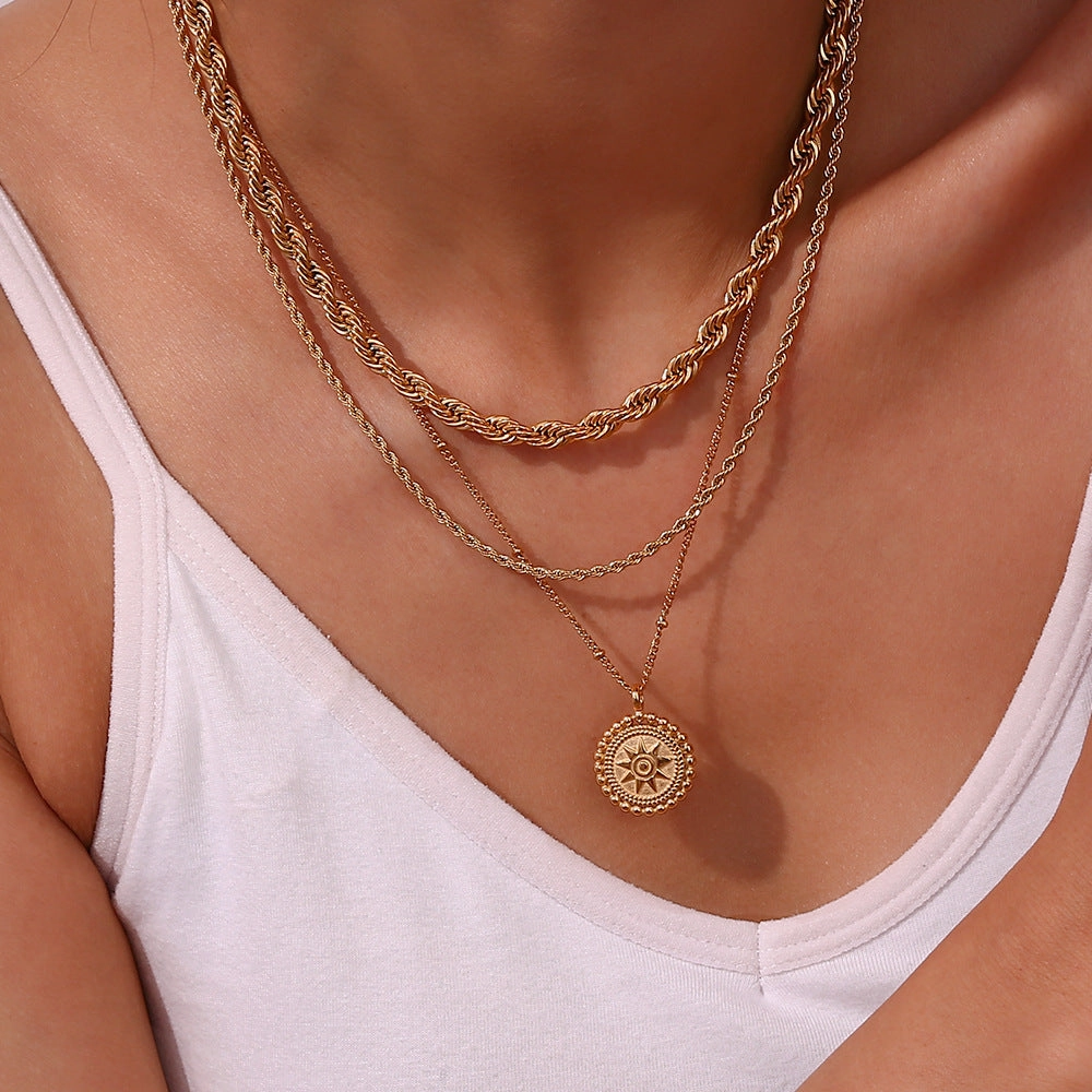 Wholesale Stainless Steel Fried Dough Twists Chain Necklace