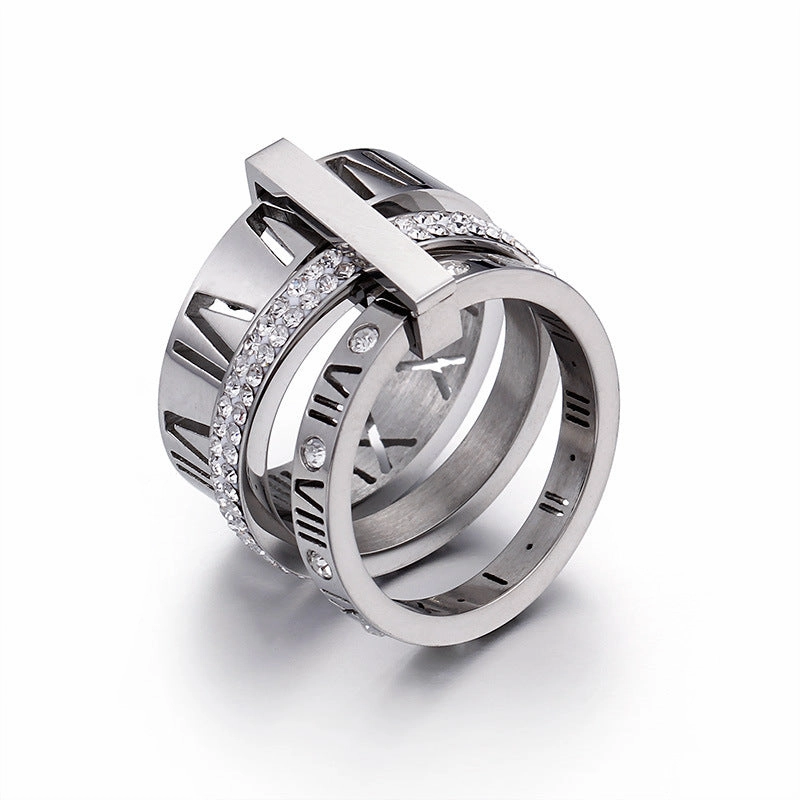 Wholesale Stainless Steel Gilded Personalized Multi Ring Roman Letter Rings