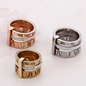 Wholesale Stainless Steel Gilded Personalized Multi Ring Roman Letter Rings
