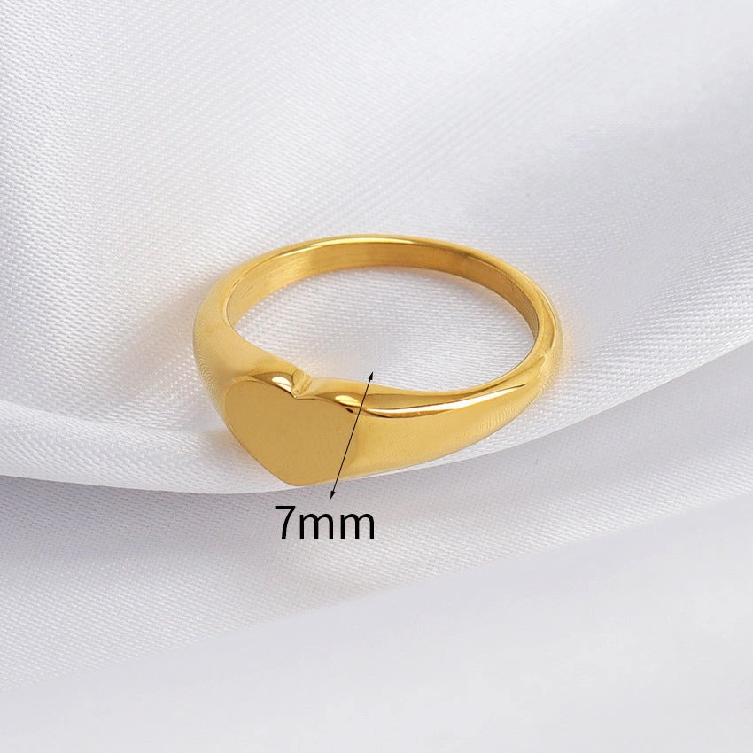 Wholesale Stainless Steel Gilded Wide Face Vertical Grain Cowhorn Bag Texture Ring