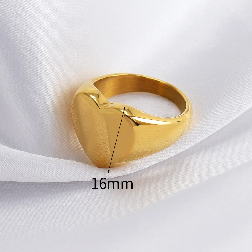 Wholesale Stainless Steel Gilded Wide Face Vertical Grain Cowhorn Bag Texture Ring