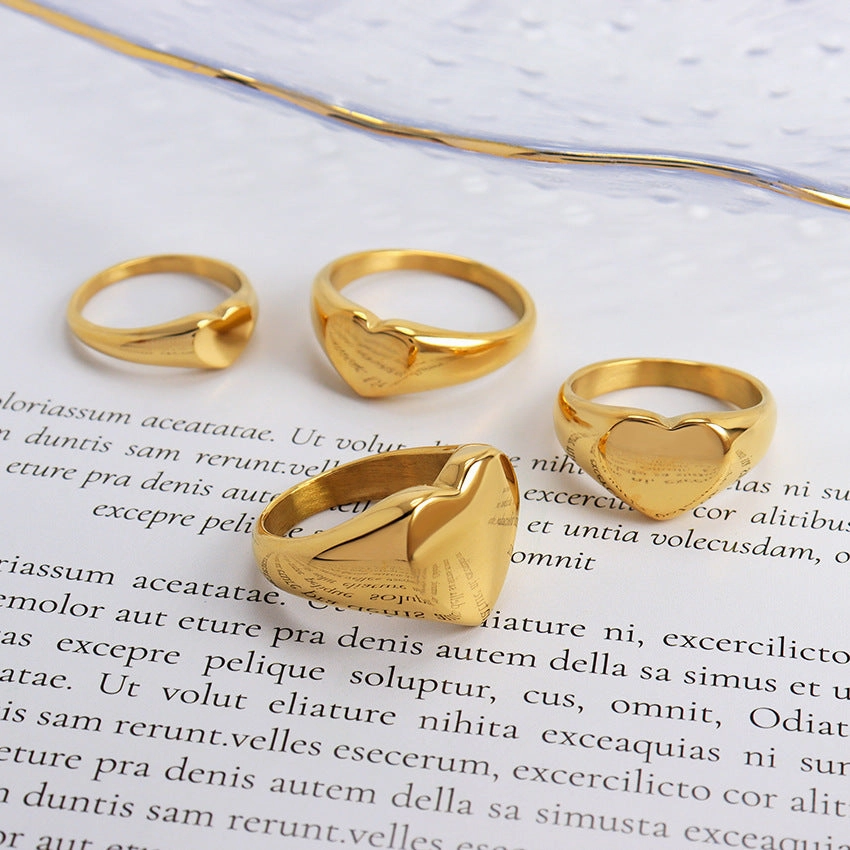 Wholesale Stainless Steel Gilded Wide Face Vertical Grain Cowhorn Bag Texture Ring