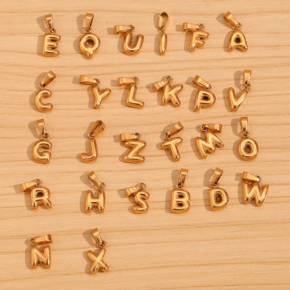 Wholesale Stainless Steel Gold Mini Bubble Letter Pendant