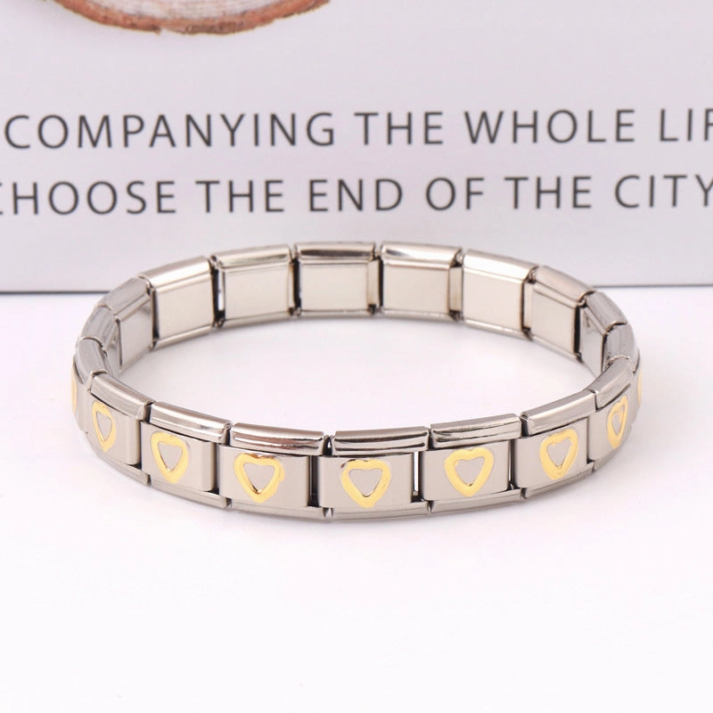 Wholesale Stainless Steel Gold Peach Heart Bracelet