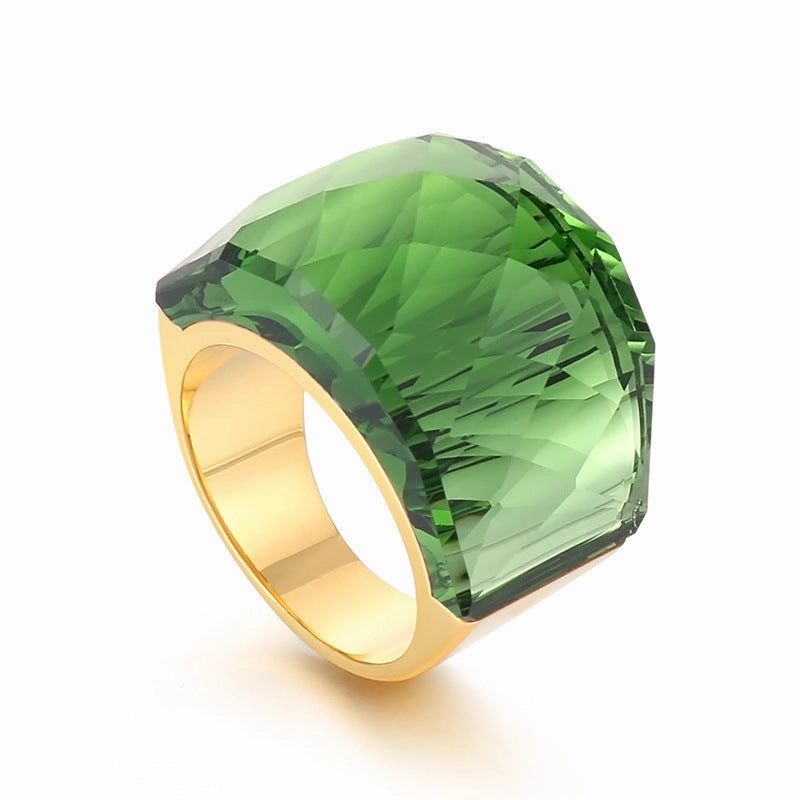 Wholesale Stainless Steel Gold-plated Crystal Glass Rings