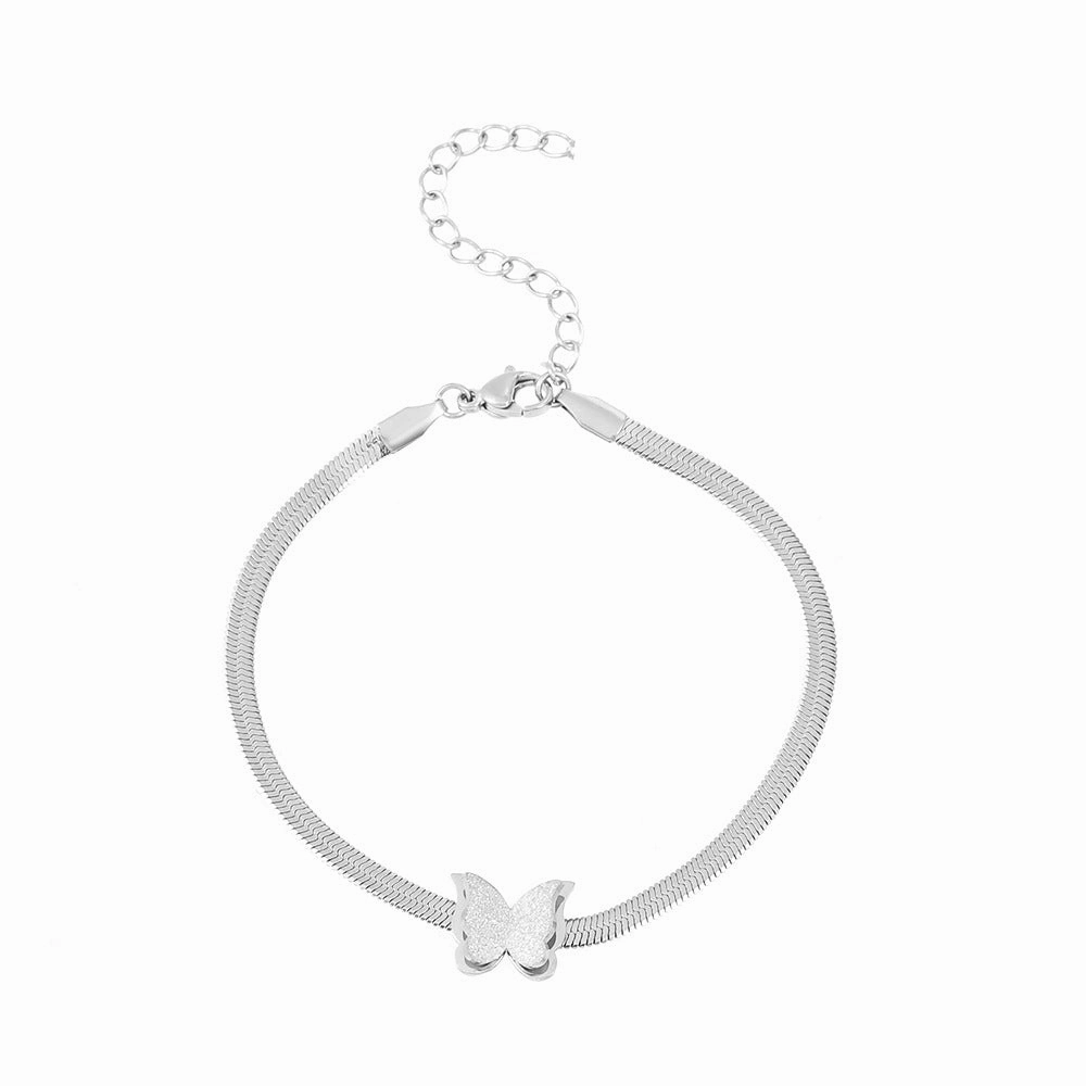 Wholesale Stainless Steel Gold Plated Frosted Butterfly Necklace