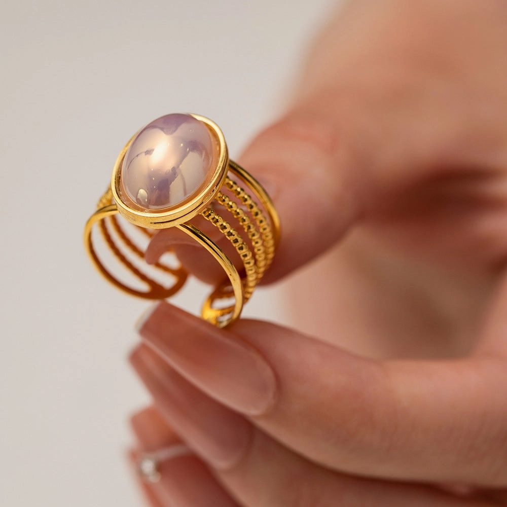 Wholesale Stainless Steel Gold-plated Magic Mermaid Bead Ring