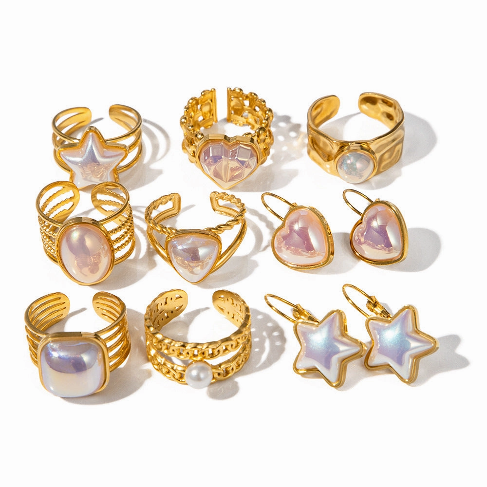 Wholesale Stainless Steel Gold-plated Magic Mermaid Bead Ring
