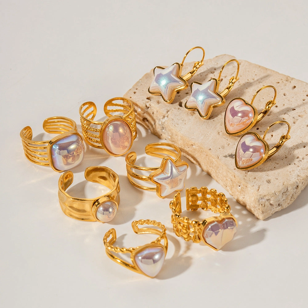 Wholesale Stainless Steel Gold-plated Magic Mermaid Bead Ring