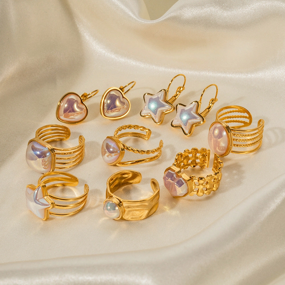 Wholesale Stainless Steel Gold-plated Magic Mermaid Bead Ring