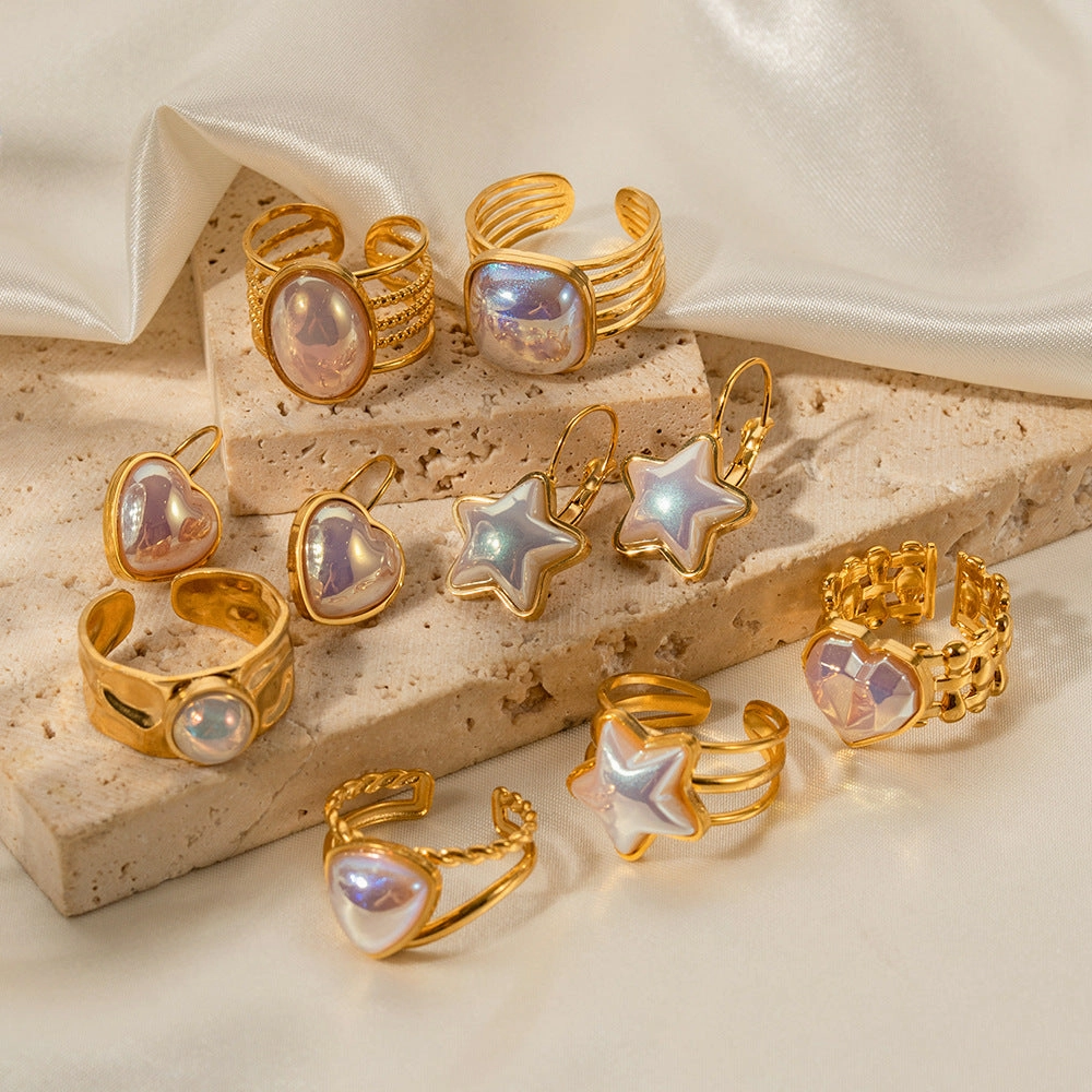 Wholesale Stainless Steel Gold-plated Magic Mermaid Bead Ring