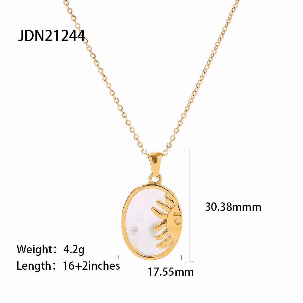 Wholesale Stainless Steel Gold-plated Mother-of-pearl Heart Pendant Necklace