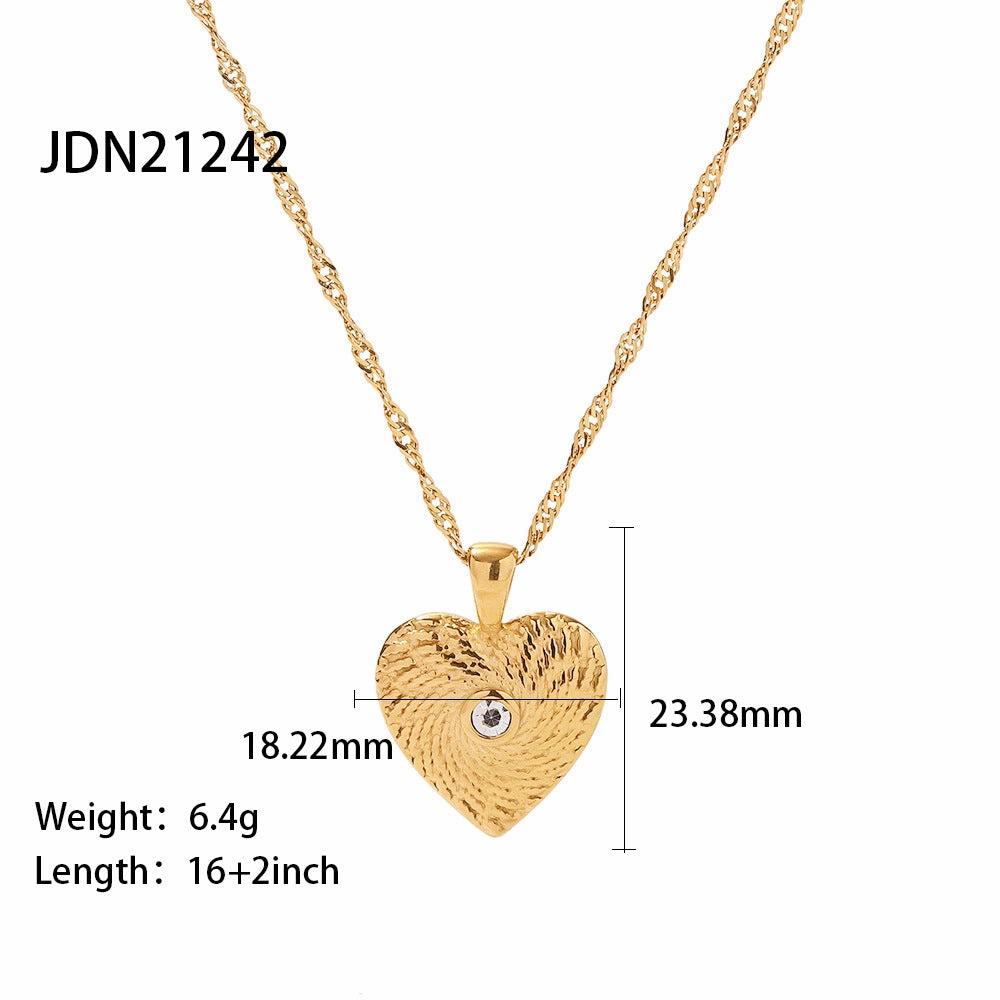 Wholesale Stainless Steel Gold-plated Mother-of-pearl Heart Pendant Necklace