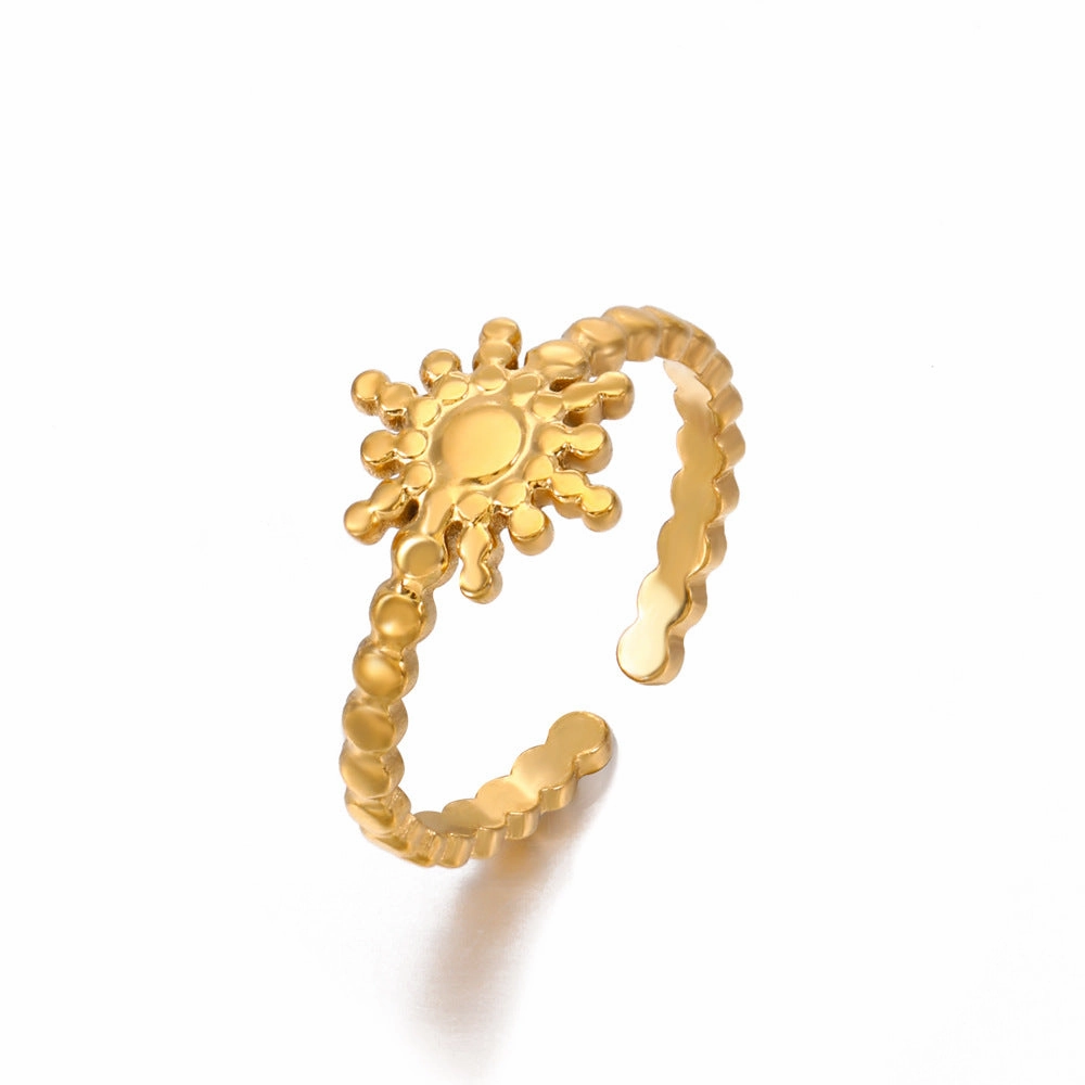 Wholesale Stainless Steel Gold-plated Star Moon Rings