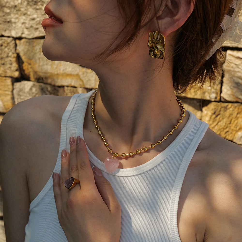 Wholesale Stainless Steel Heart Bead Necklaces