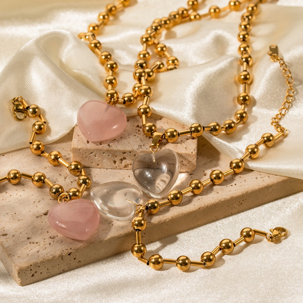 Wholesale Stainless Steel Heart Bead Necklaces