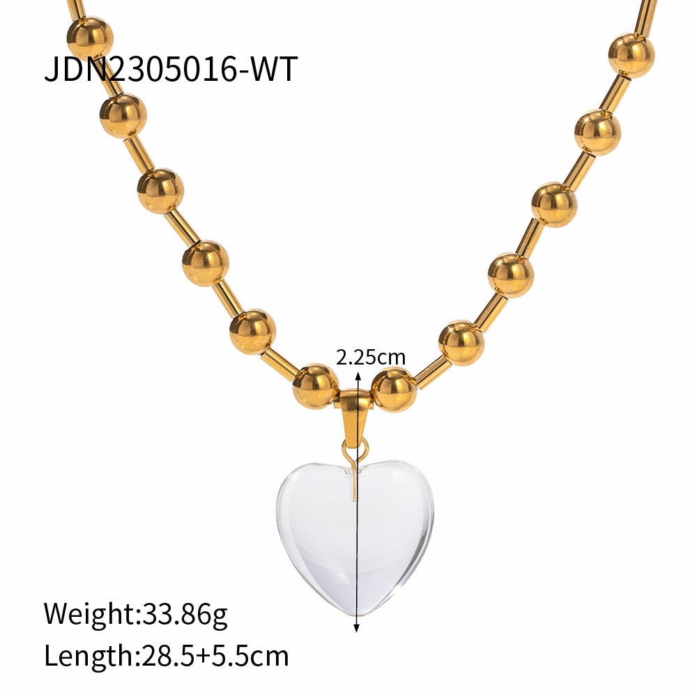 Wholesale Stainless Steel Heart Bead Necklaces
