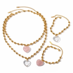 Wholesale Stainless Steel Heart Bead Necklaces