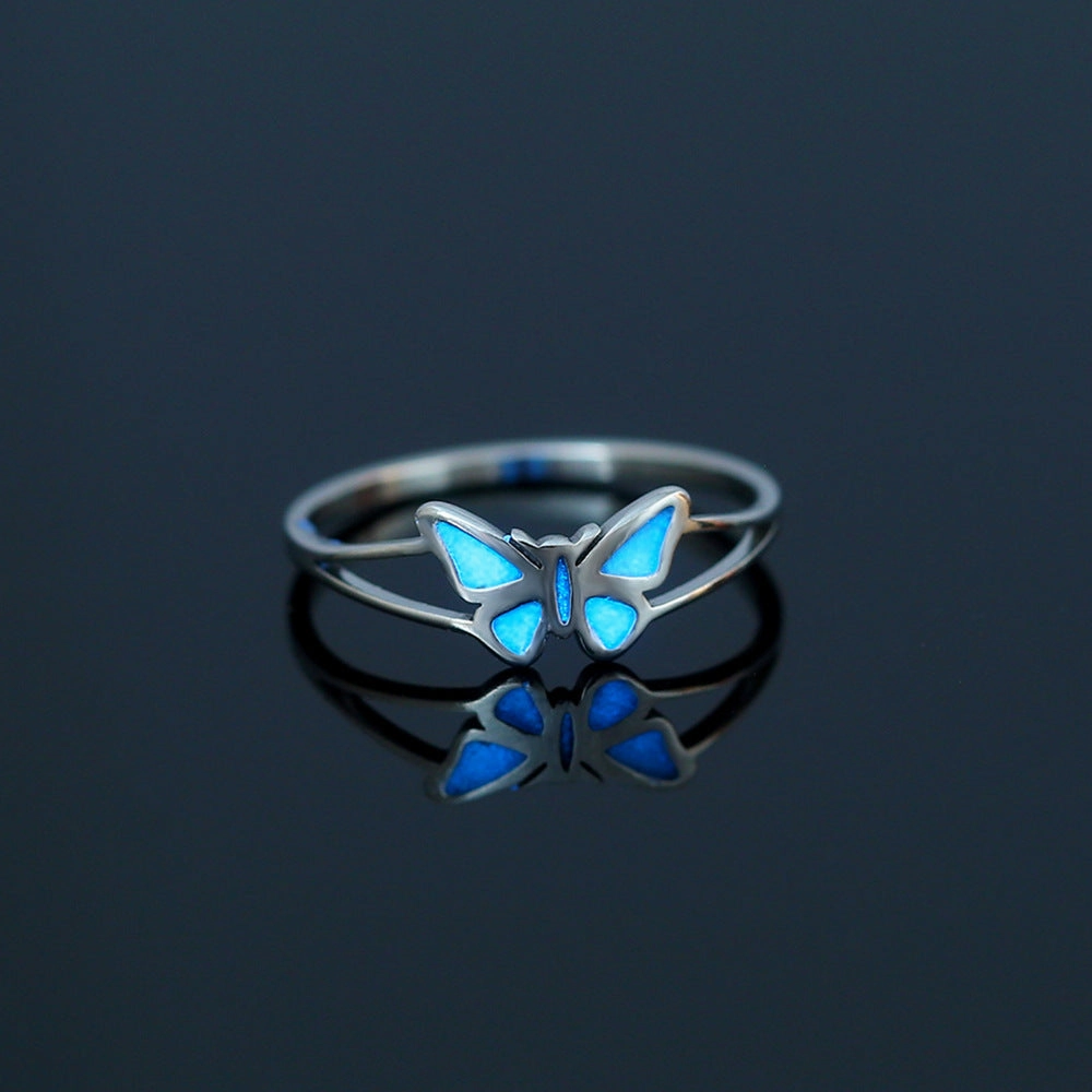 Wholesale Stainless Steel Heart Butterfly Luminous Rings