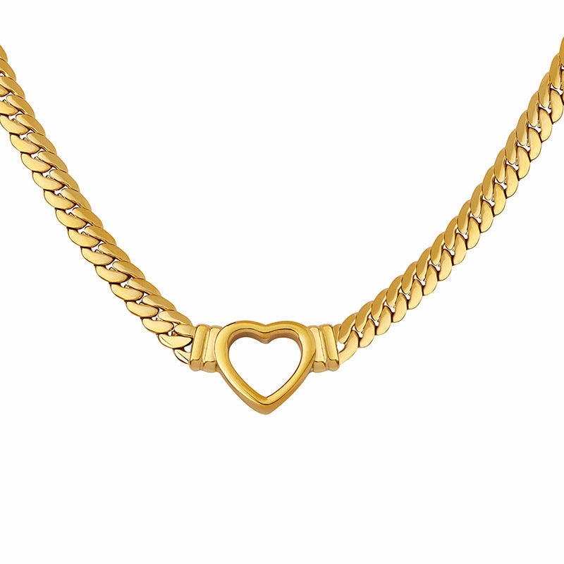 Wholesale Stainless Steel Heart-shaped Hollow Necklace Bracelet Set