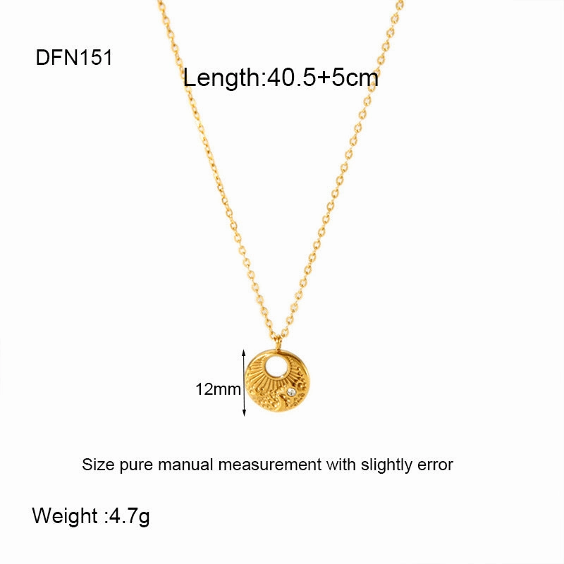Wholesale stainless steel heart shell palm tree geometric pendant necklace
