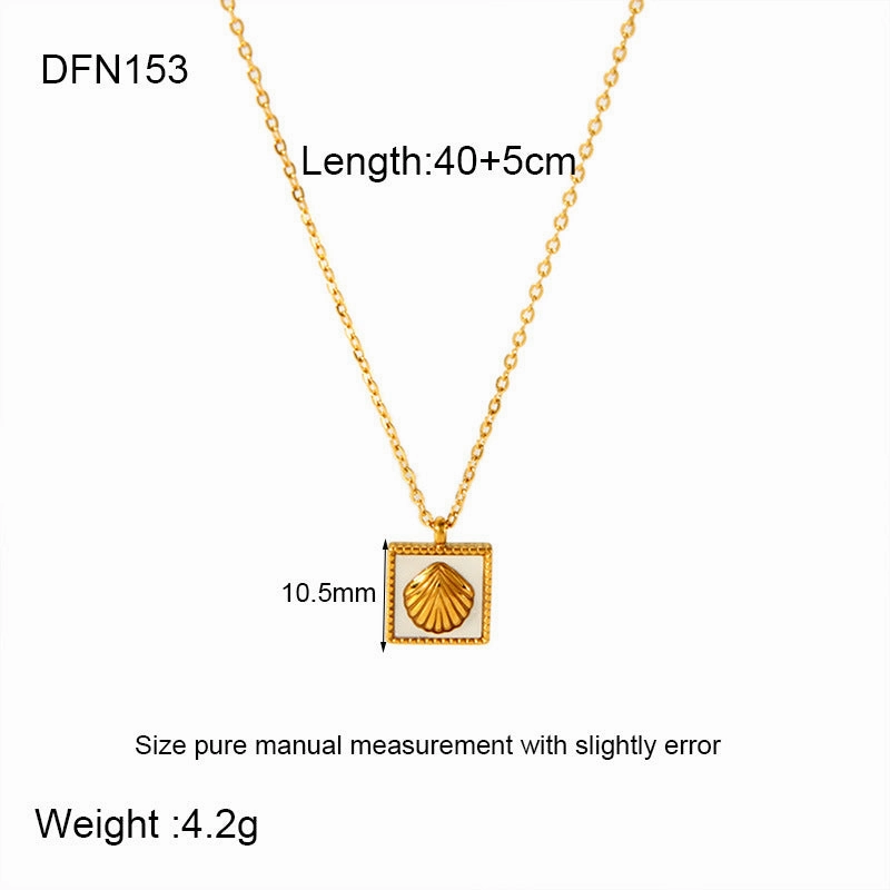 Wholesale stainless steel heart shell palm tree geometric pendant necklace