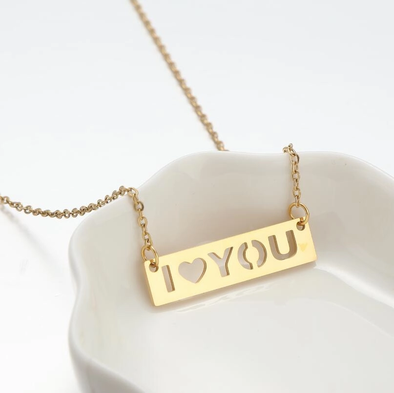 Wholesale Stainless Steel I LOVE YOU Key Clavicle Chain Necklace