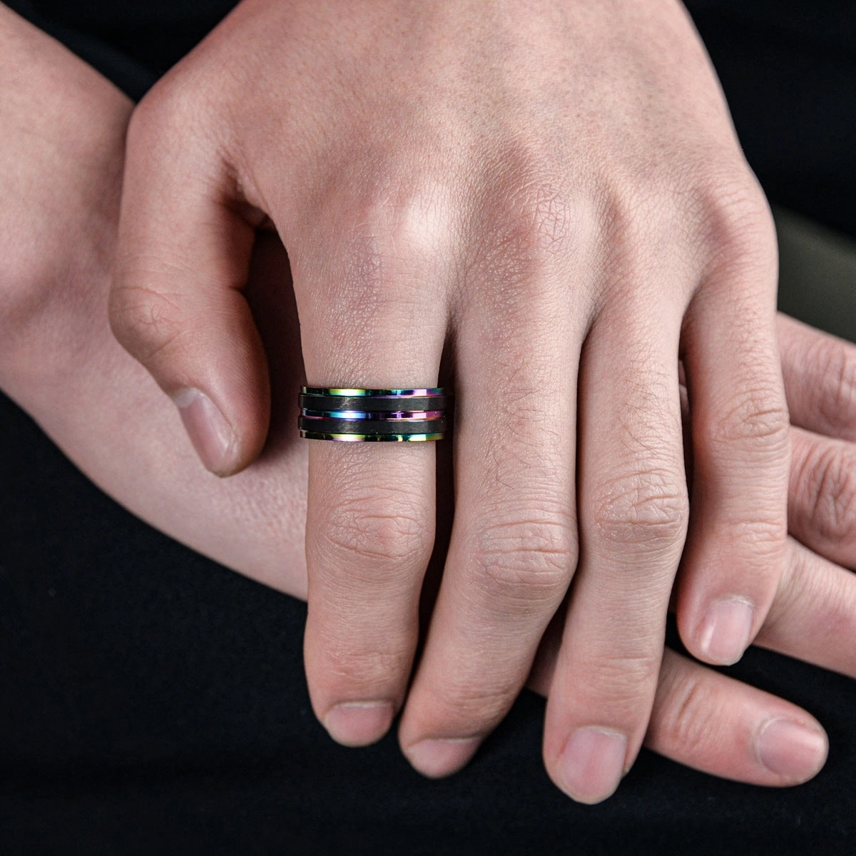 Wholesale Stainless Steel Iridescent Men's Rings