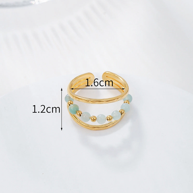 Wholesale Stainless Steel Jadeite Open Ring