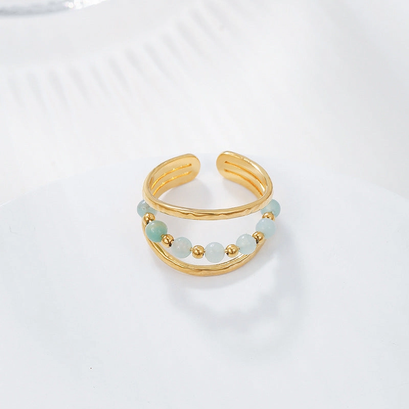 Wholesale Stainless Steel Jadeite Open Ring