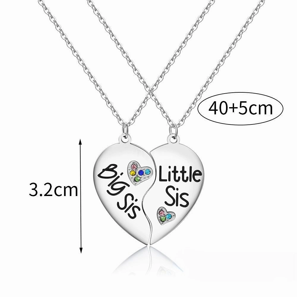 Wholesale Stainless Steel Lettering Heart Necklaces 2-Pack
