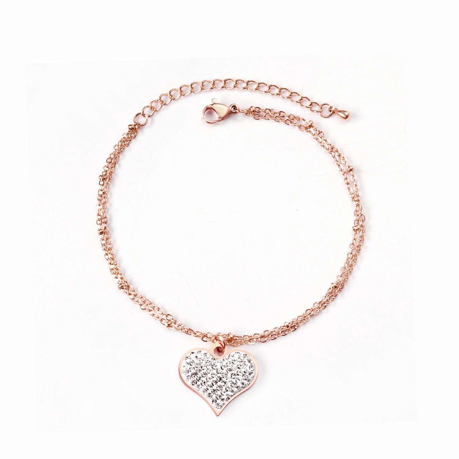 Wholesale Stainless Steel Love Circular Geometric Shell Double Layer Bracelet