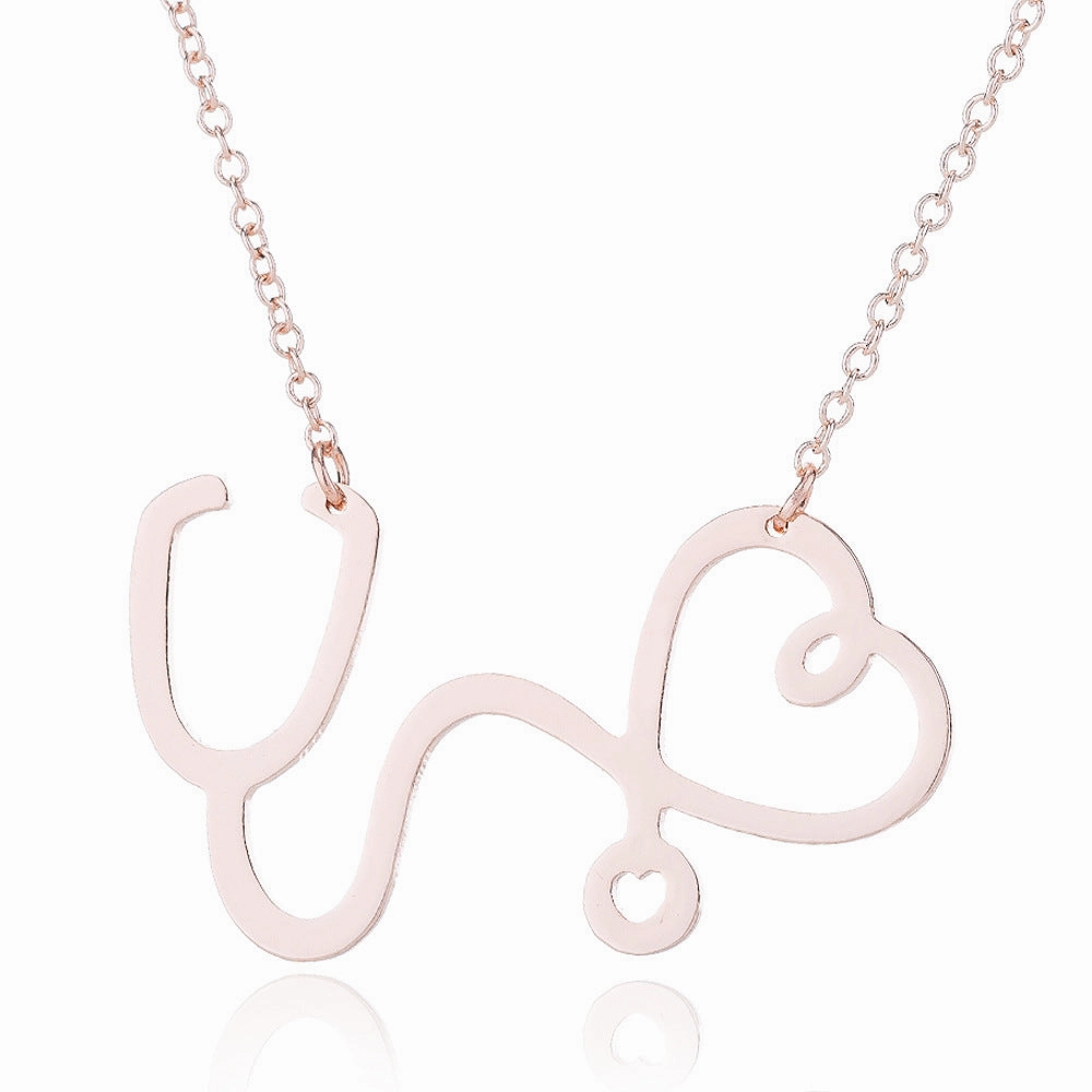 Wholesale Stainless Steel Love Heartbeat Electrocardiogram Necklace Clavicle Chain