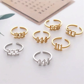 Wholesale Stainless Steel Lucky Number Rings