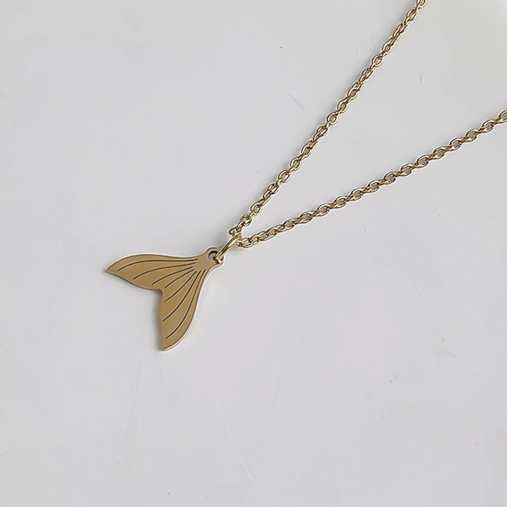 Wholesale Stainless Steel Marine Series 18K Gold Fishtail Dolphin Necklace Clavicle Chain