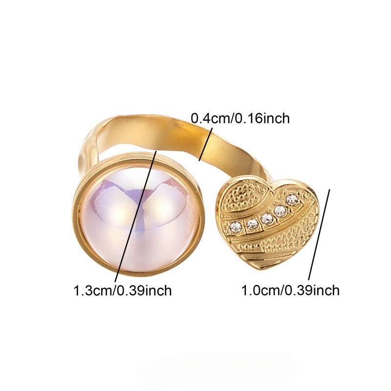 Wholesale Stainless Steel Micro Inlaid Zircon Pearl Rings
