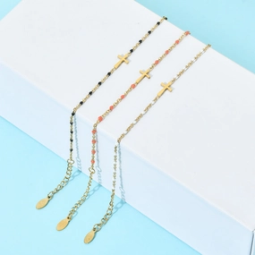 Wholesale Stainless Steel Oil Drip Cross Bracelet