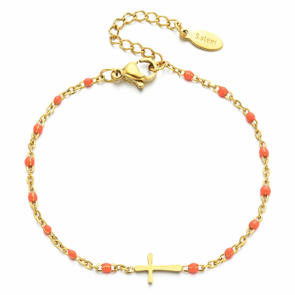 Wholesale Stainless Steel Oil Drip Cross Bracelet