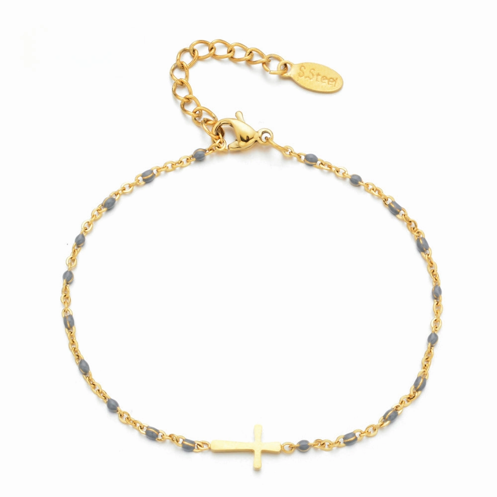 Wholesale Stainless Steel Oil Drip Cross Bracelet
