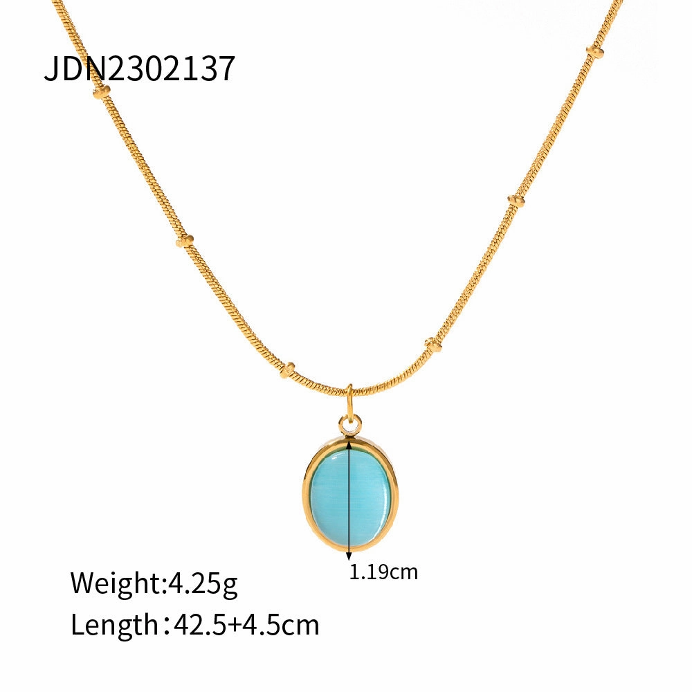 Wholesale Stainless Steel Opal Square Necklaces