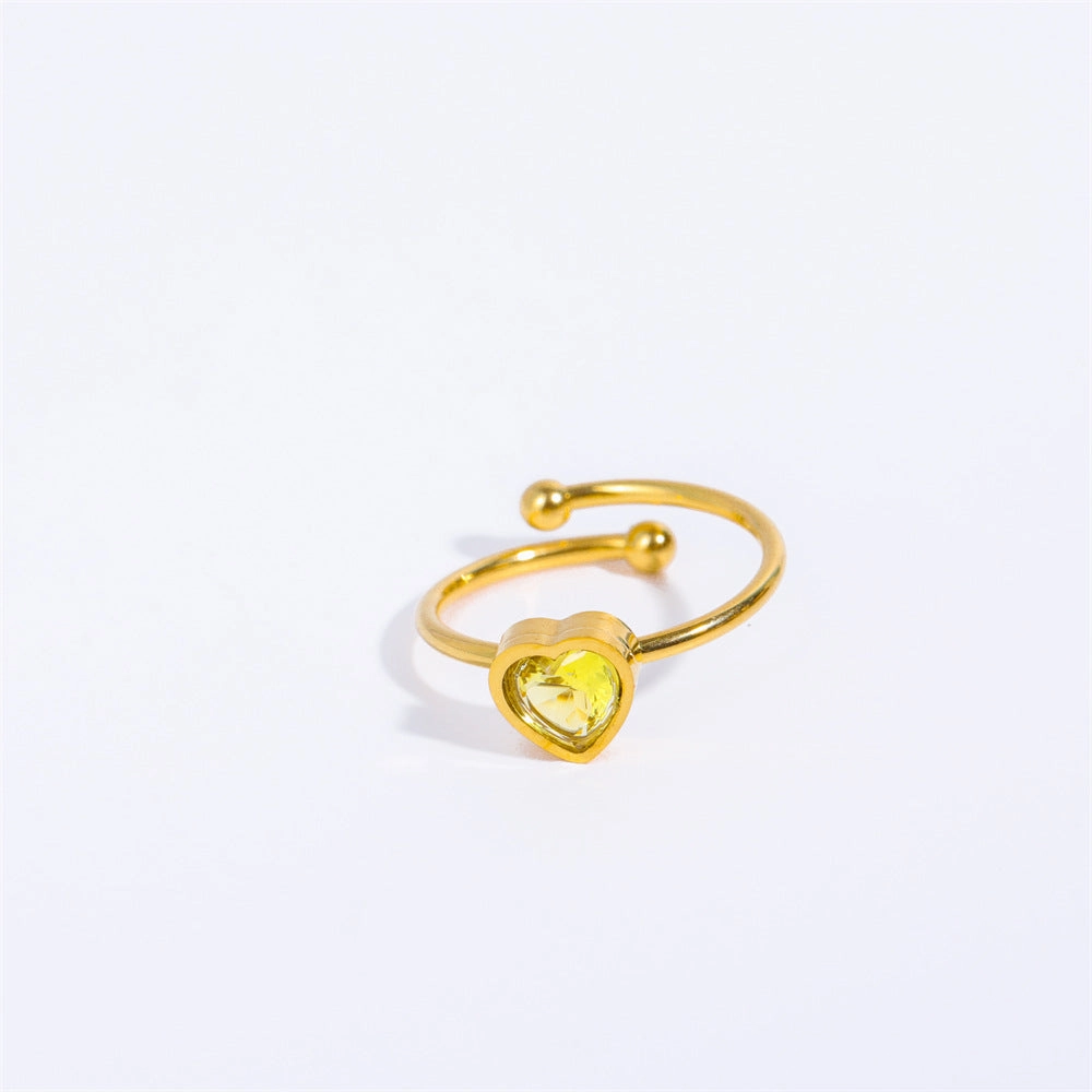 Wholesale Stainless Steel Open Heart Plated 18K Gold Ring