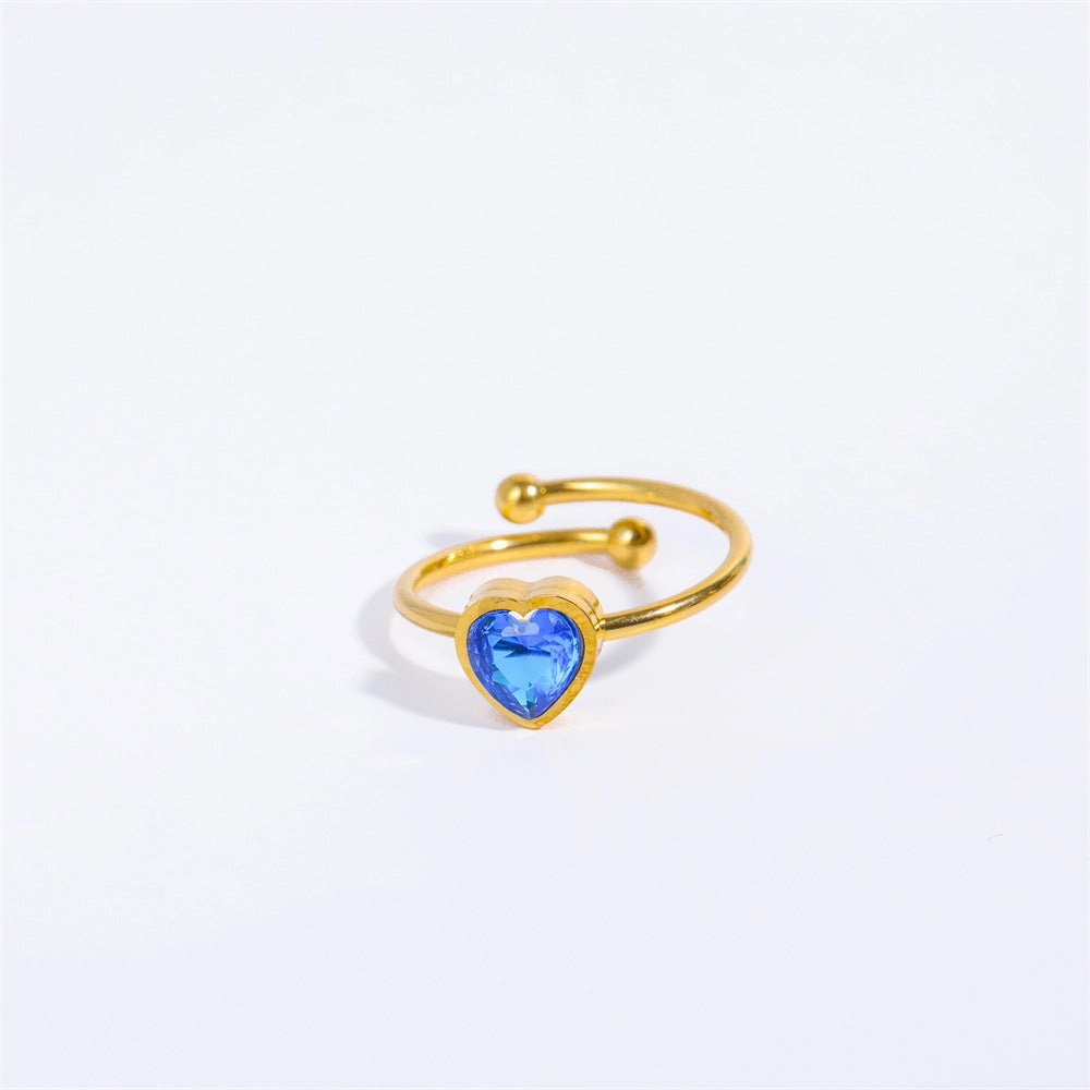 Wholesale Stainless Steel Open Heart Plated 18K Gold Ring