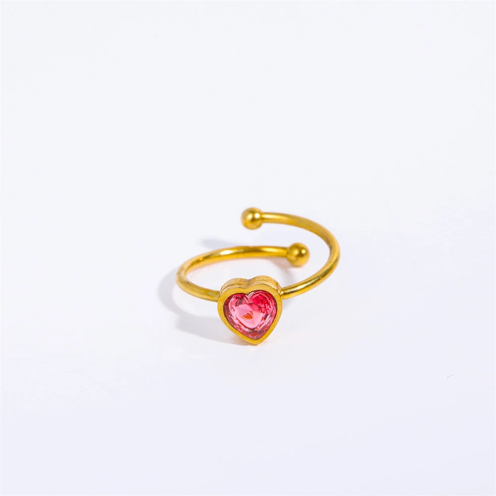Wholesale Stainless Steel Open Heart Plated 18K Gold Ring