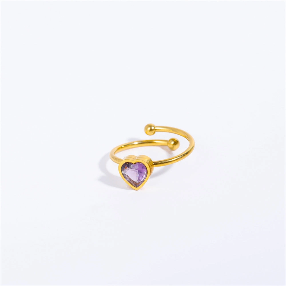 Wholesale Stainless Steel Open Heart Plated 18K Gold Ring