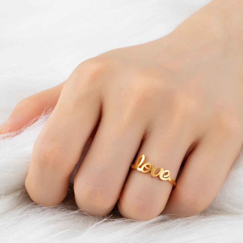 Wholesale Stainless Steel Open Letter Love Ring