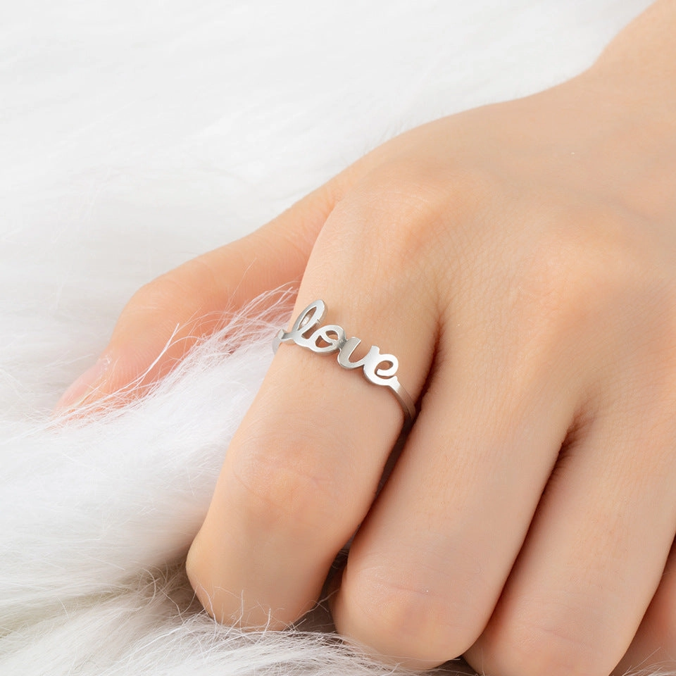 Wholesale Stainless Steel Open Letter Love Ring